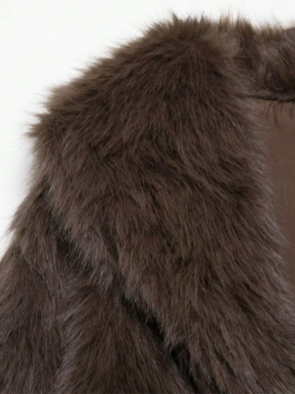 Brown Casual Women's Faux Fur Collar Short Jacket - Picture 6 of 9
